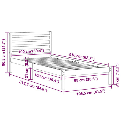 Struttura del letto Marrone cerato 100 x 210 cm Pino massello | homemem39