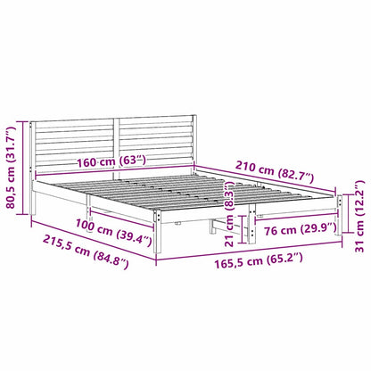 Struttura del letto Bianco 160 x 210 cm Pino massello | homemem39