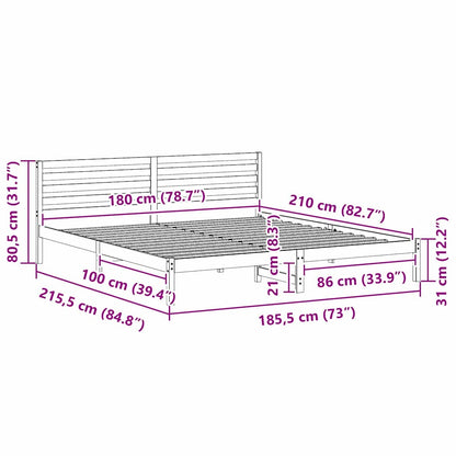 Struttura del letto Marrone cerato 180 x 210 cm Pino massello | homemem39