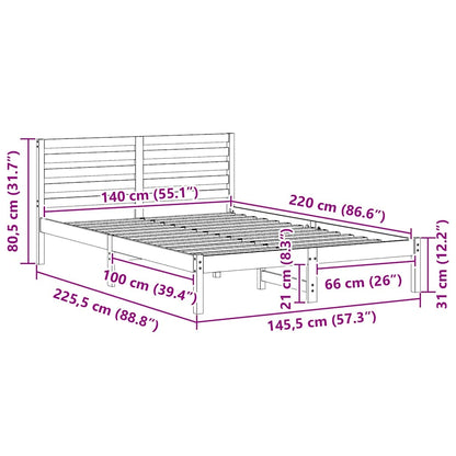 Struttura del letto Marrone 140 x 220 cm Pino massello