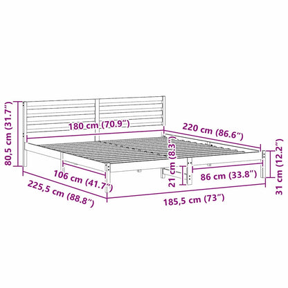 Struttura del letto Marrone 180 x 220 cm Pino massello | homemem39
