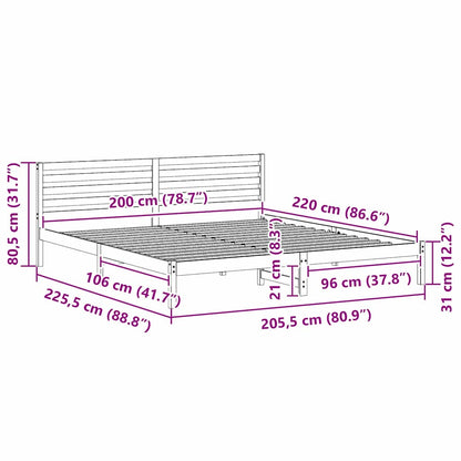 Struttura del letto Bianco 200 x 220 cm Pino massello