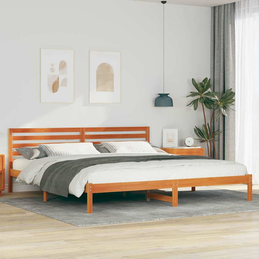 Struttura del letto Marrone cerato 200 x 220 cm Pino massello