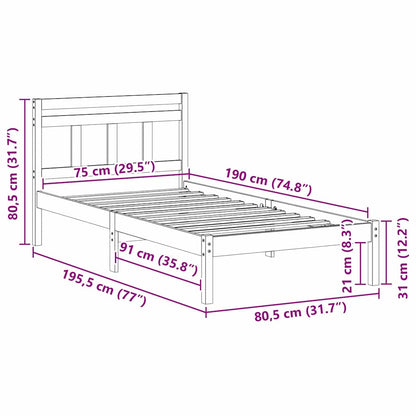 Struttura del letto Marrone 75 x 190 cm Pino massello | homemem39
