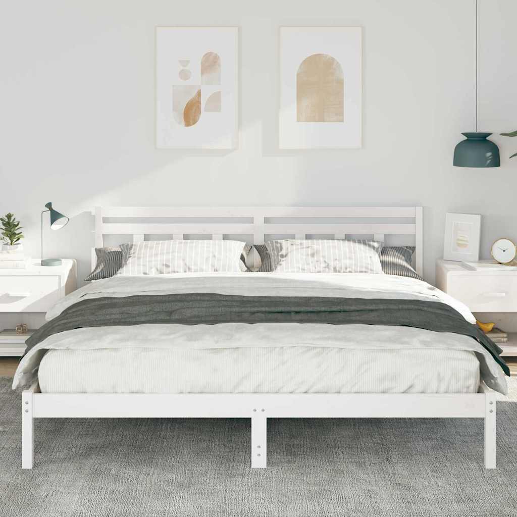 Struttura del letto Bianco 200 x 200 cm Pino massello | homemem39