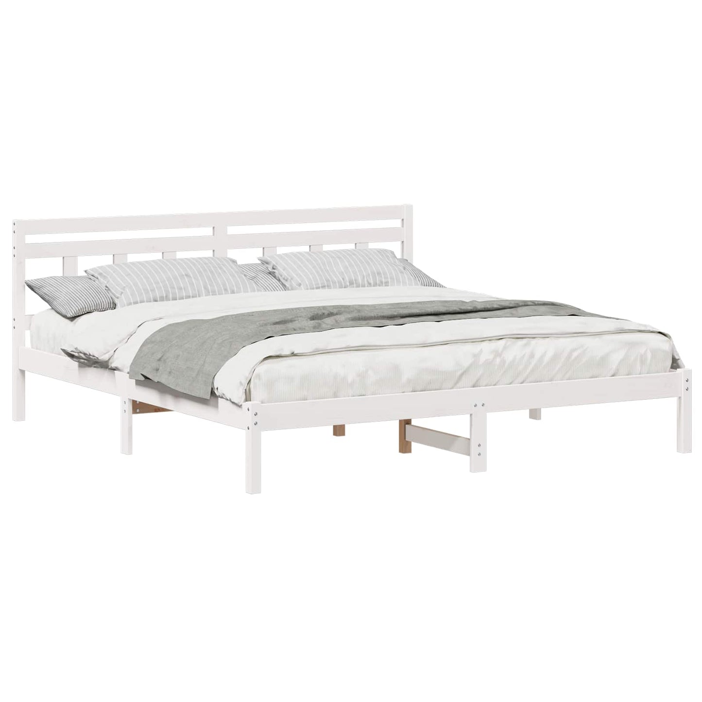Struttura del letto Bianco 200 x 200 cm Pino massello | homemem39