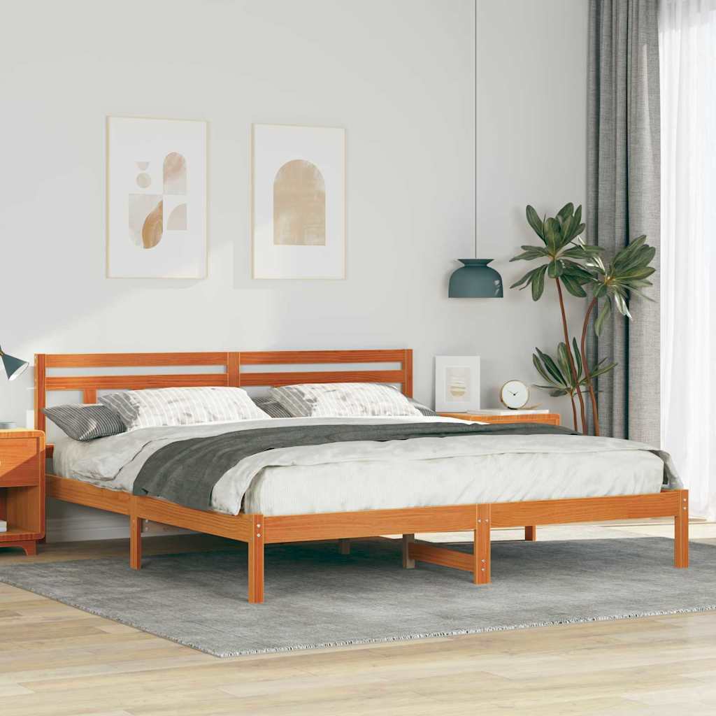 Struttura del letto Marrone 200 x 200 cm Pino massello | homemem39