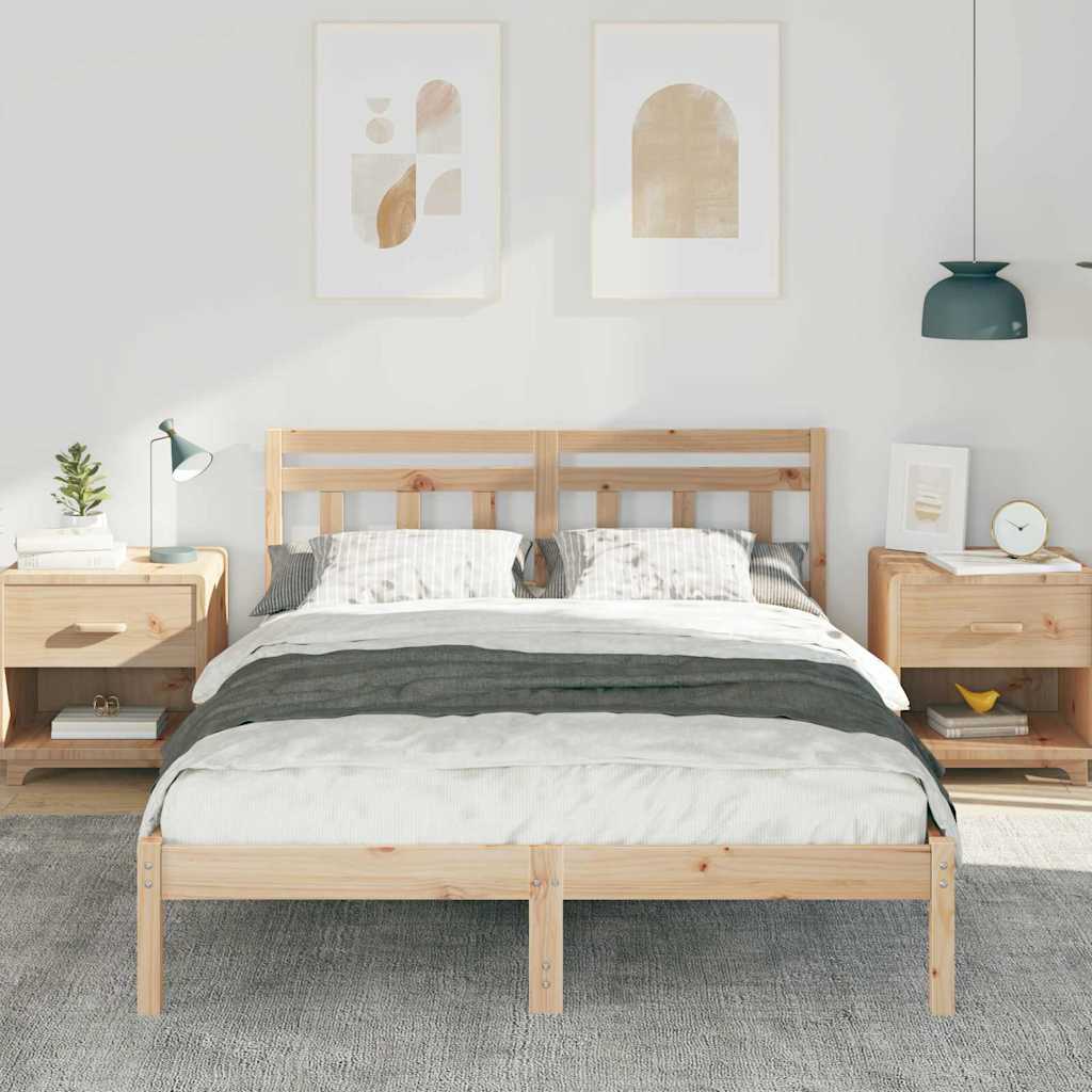 Struttura del letto Marrone 135 x 190 cm Pino massello | homemem39