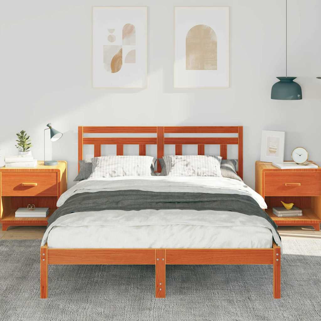 Struttura del letto Marrone 135 x 190 cm Pino massello | homemem39