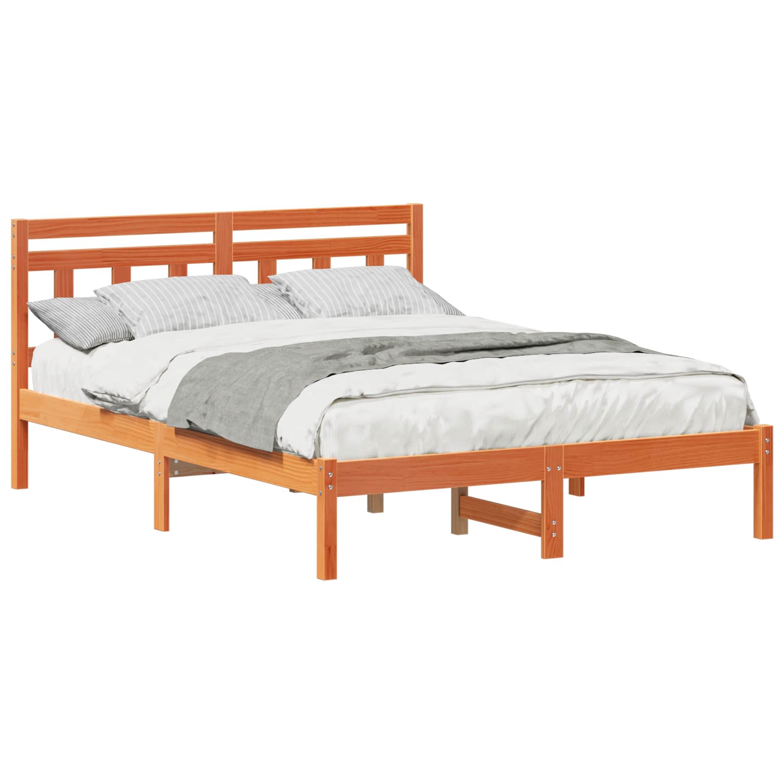 Struttura del letto Marrone 135 x 190 cm Pino massello | homemem39