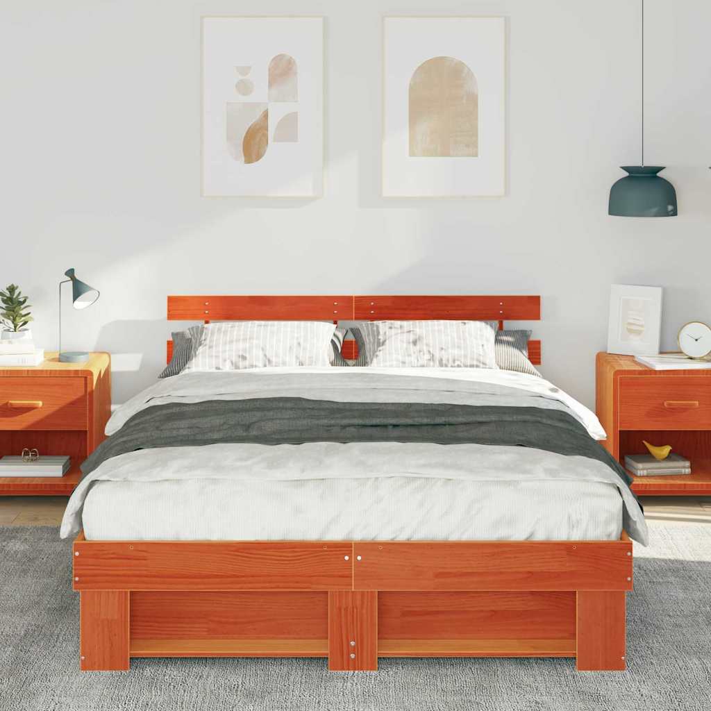 Struttura del letto Marrone cerato 160 x 200 cm Pino massello | homemem39