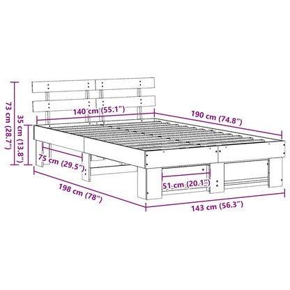 Struttura del letto Marrone cerato 140 x 190 cm Pino massello | homemem39
