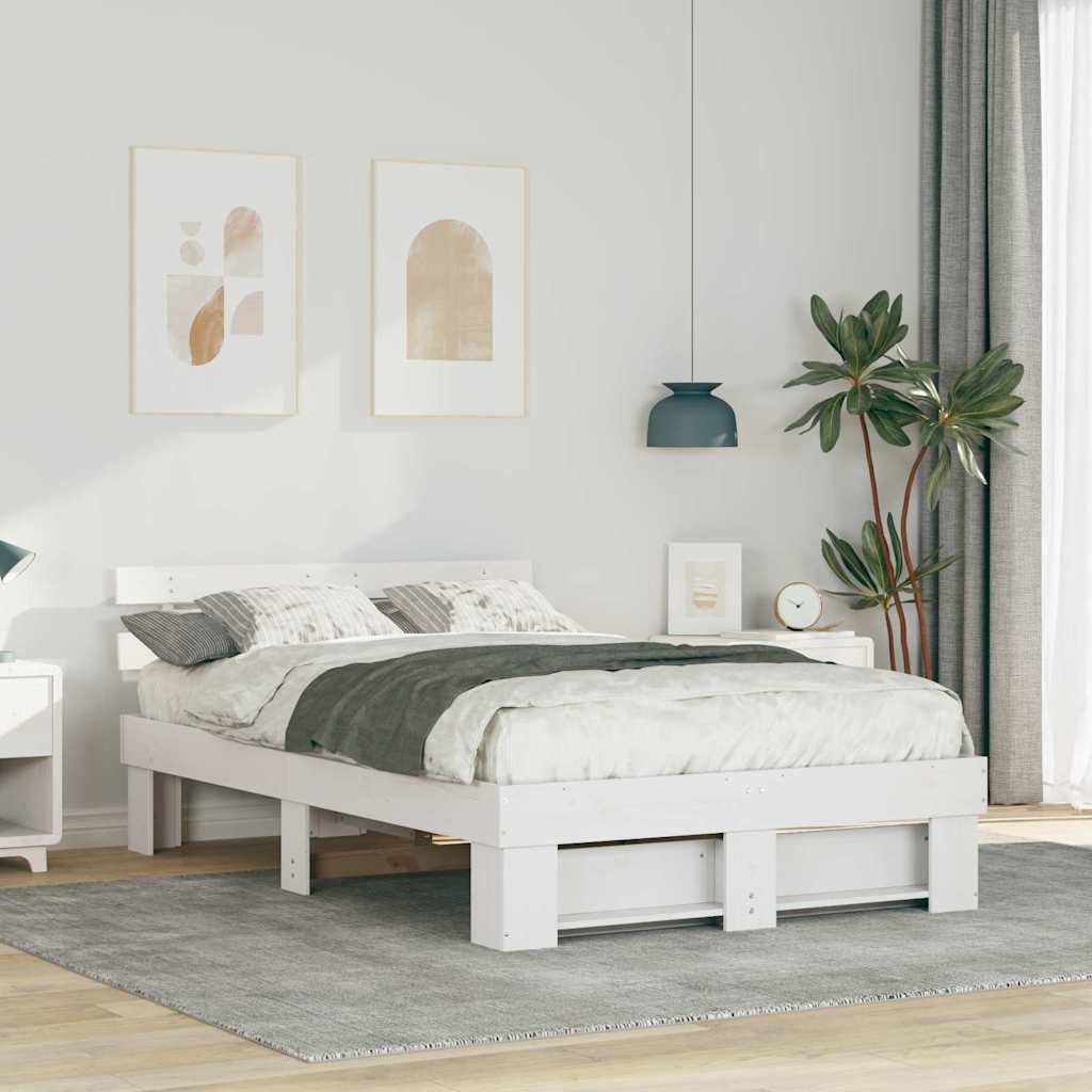 Struttura del letto Bianco 135 x 190 cm Pino massello | homemem39