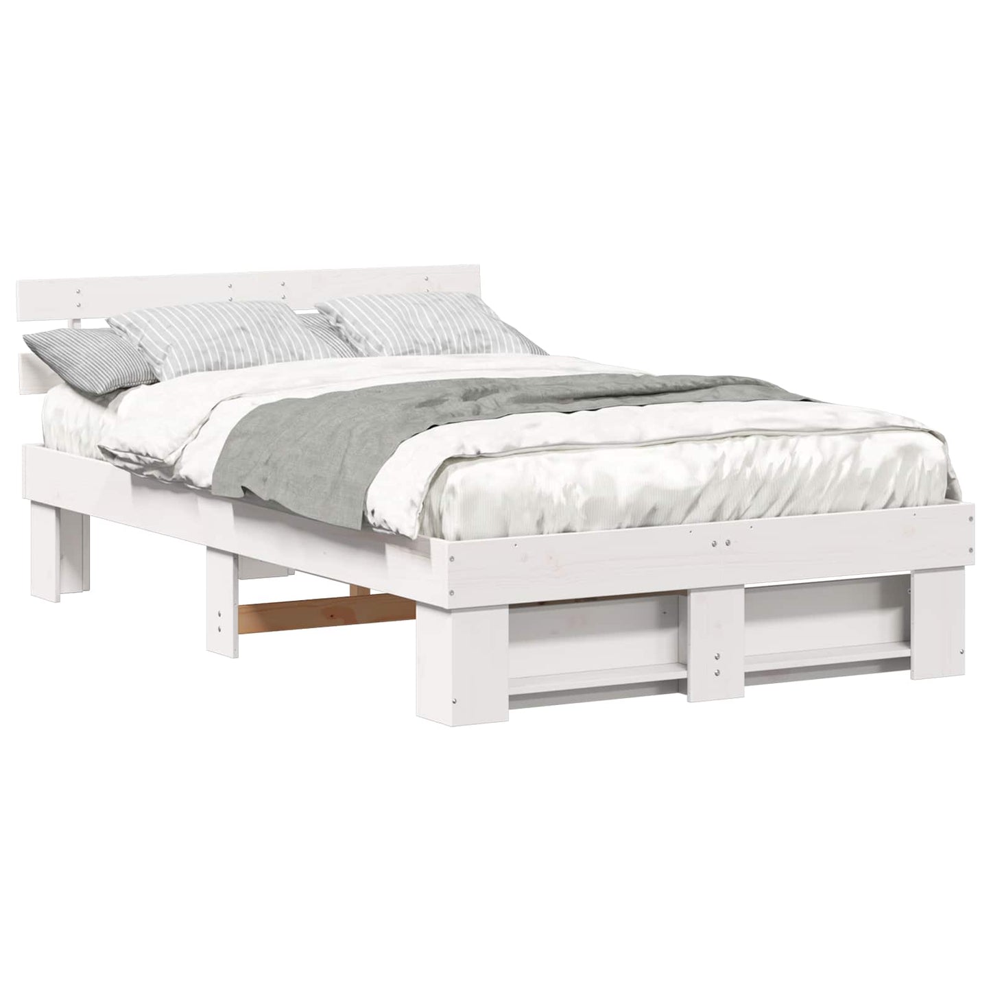 Struttura del letto Bianco 135 x 190 cm Pino massello | homemem39