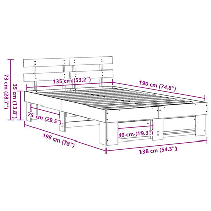Struttura del letto Bianco 135 x 190 cm Pino massello | homemem39