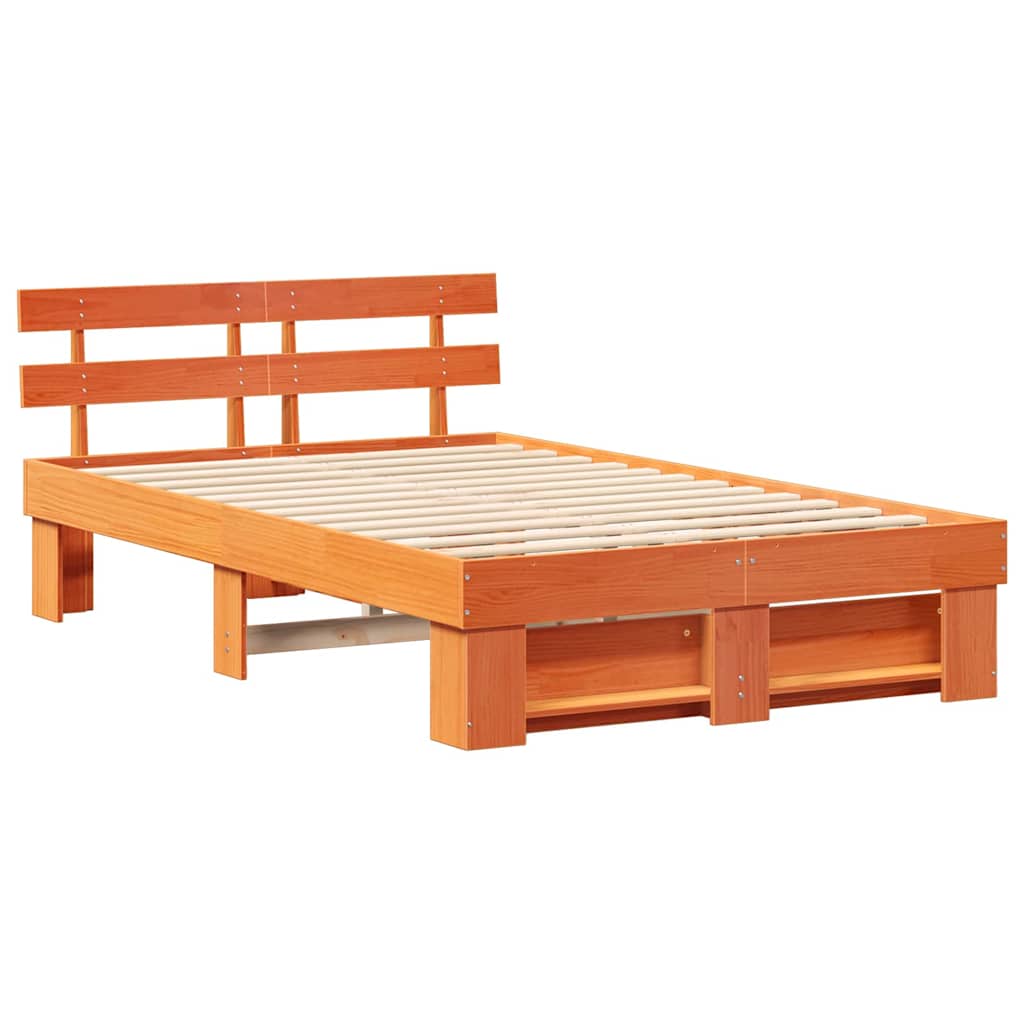 Struttura del letto Marrone cerato 135 x 190 cm Pino massello | homemem39