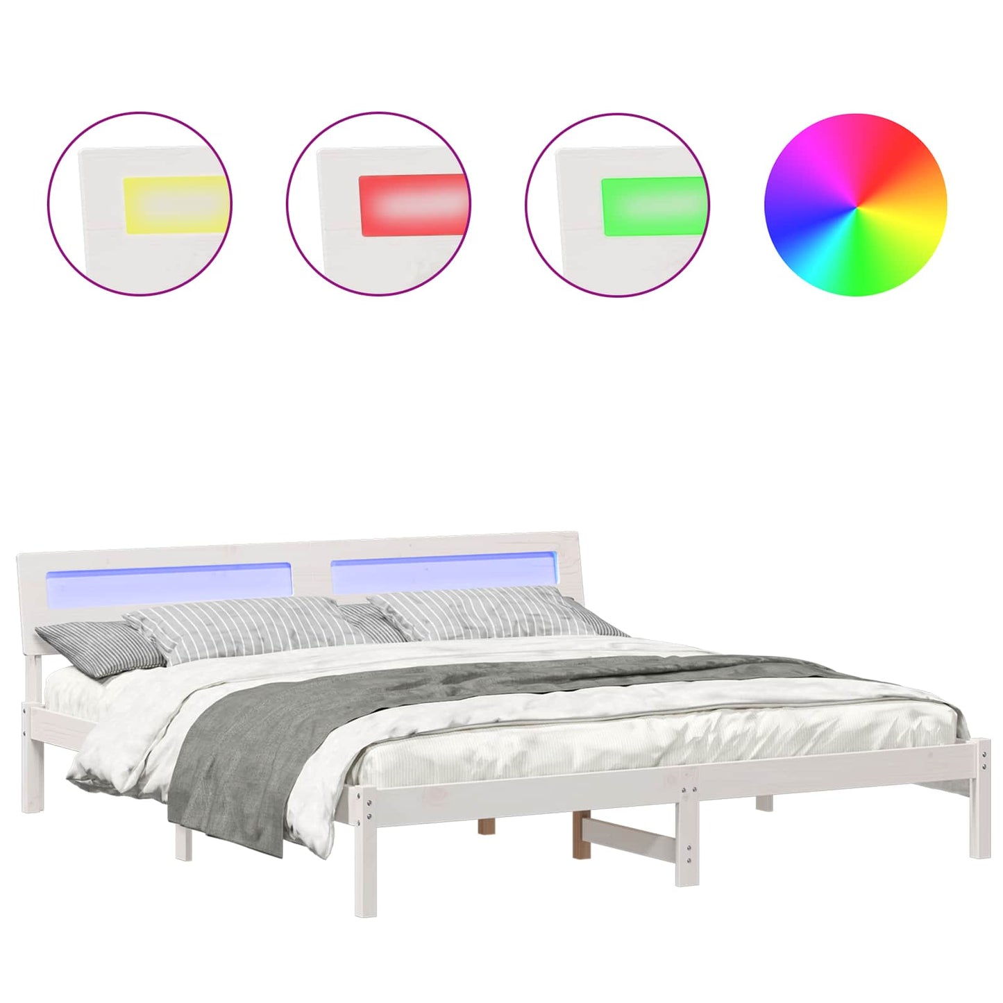 Struttura del letto Bianco 180 x 200 cm Pino massello