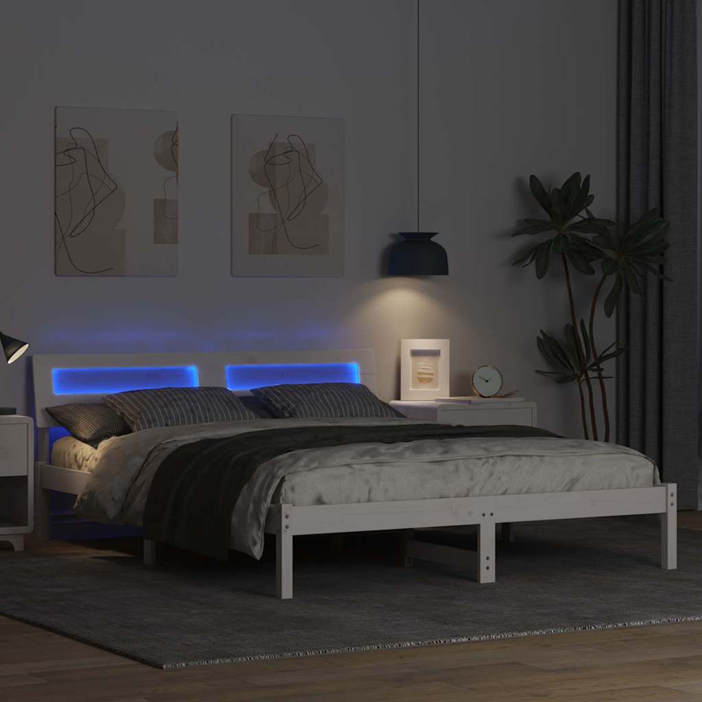 Struttura del letto Bianco 160 x 200 cm Pino massello