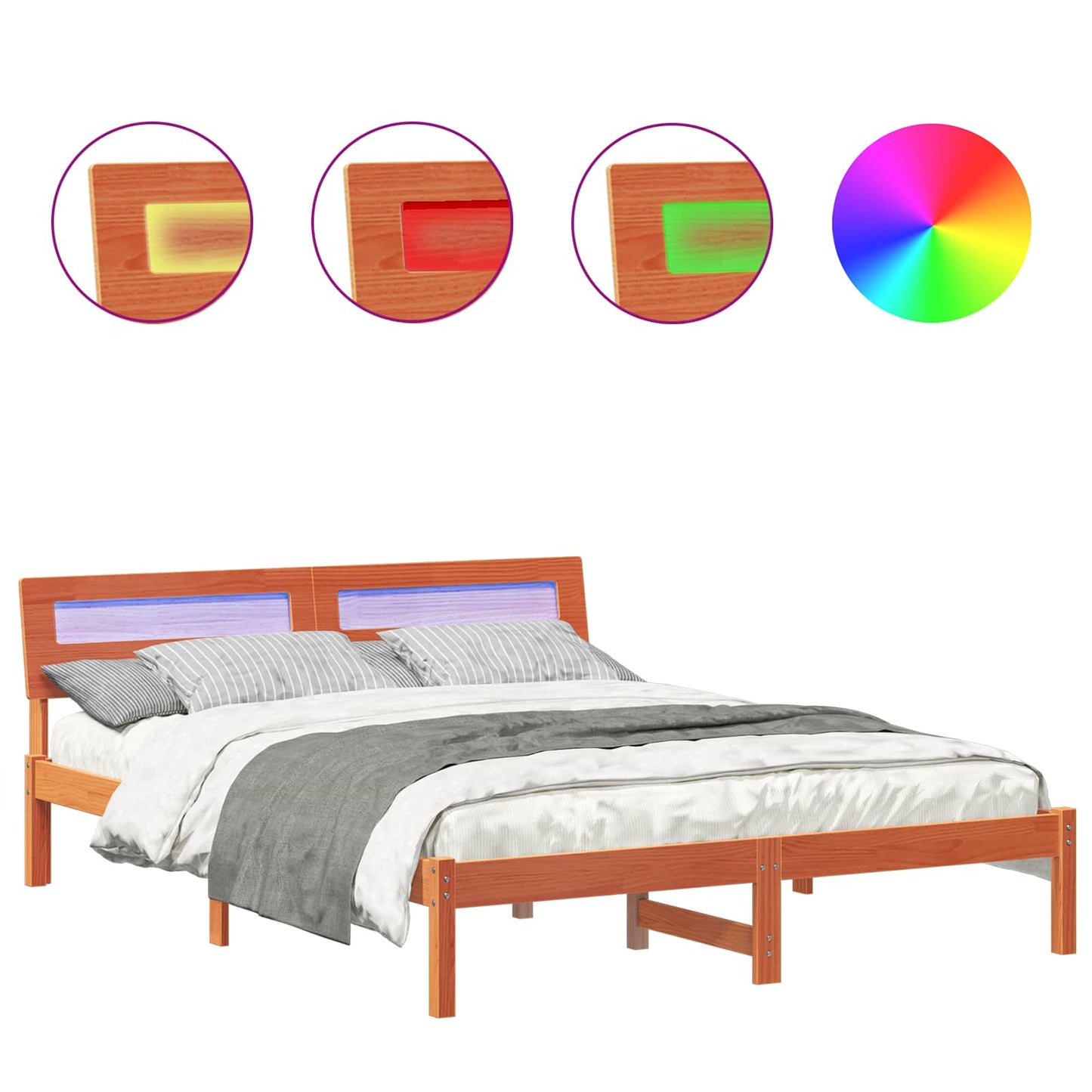 Struttura del letto Marrone cerato 160 x 200 cm Pino massello