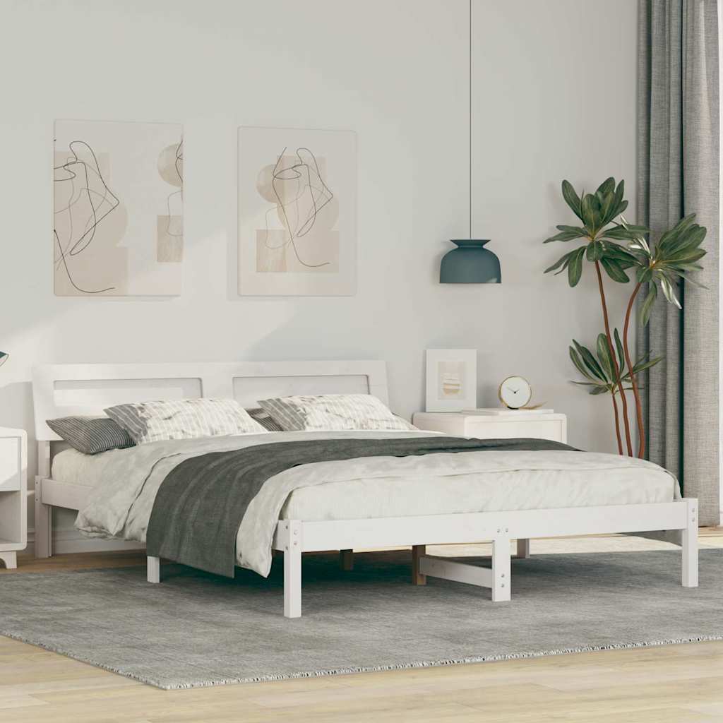 Struttura del letto Bianco 150 x 200 cm Pino massello | homemem39