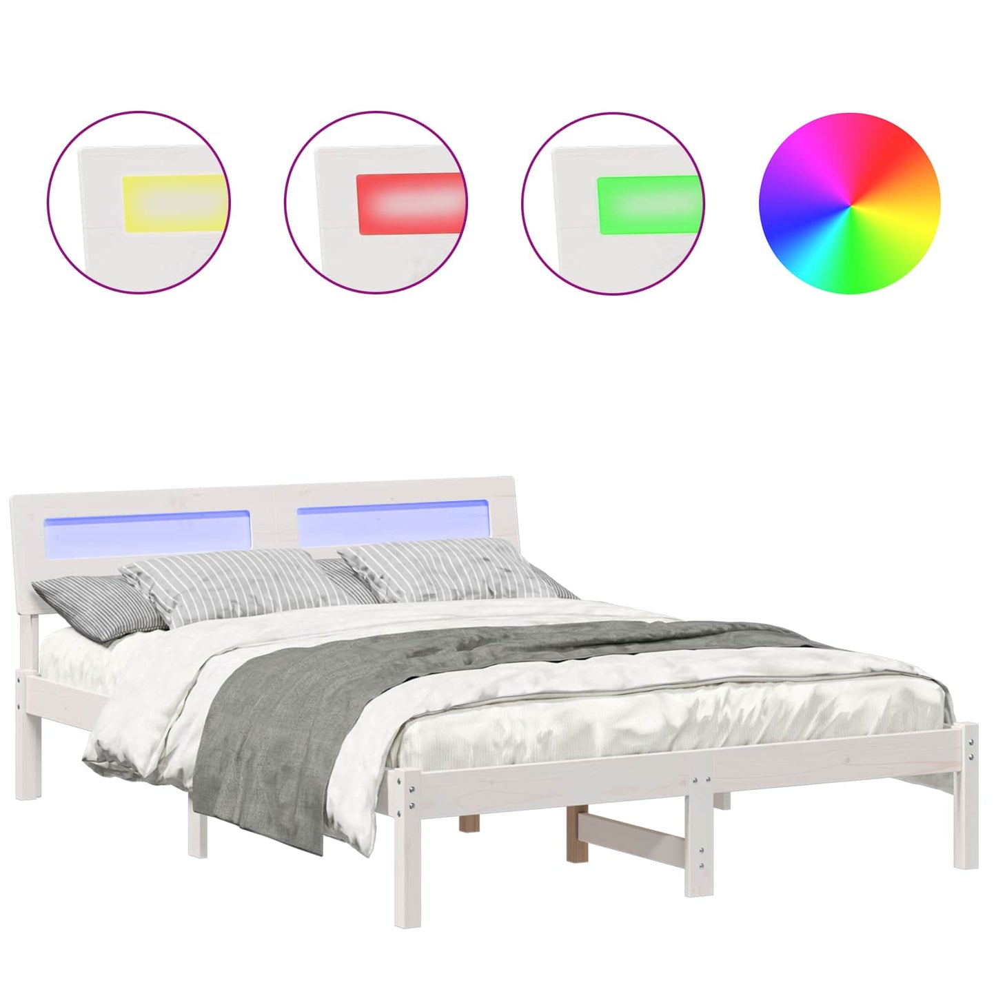 Struttura del letto Bianco 120 x 200 cm Pino massello