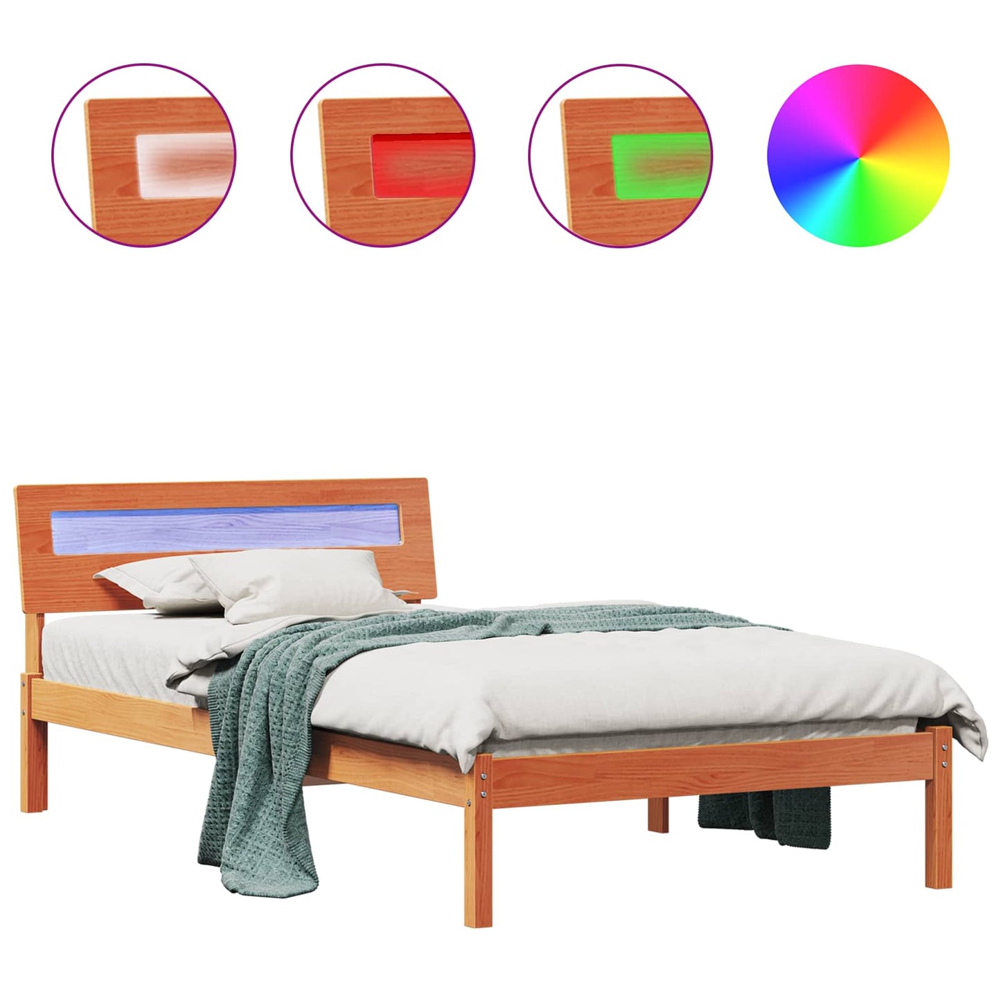 Struttura del letto Marrone cerato 75 x 190 cm Pino massello