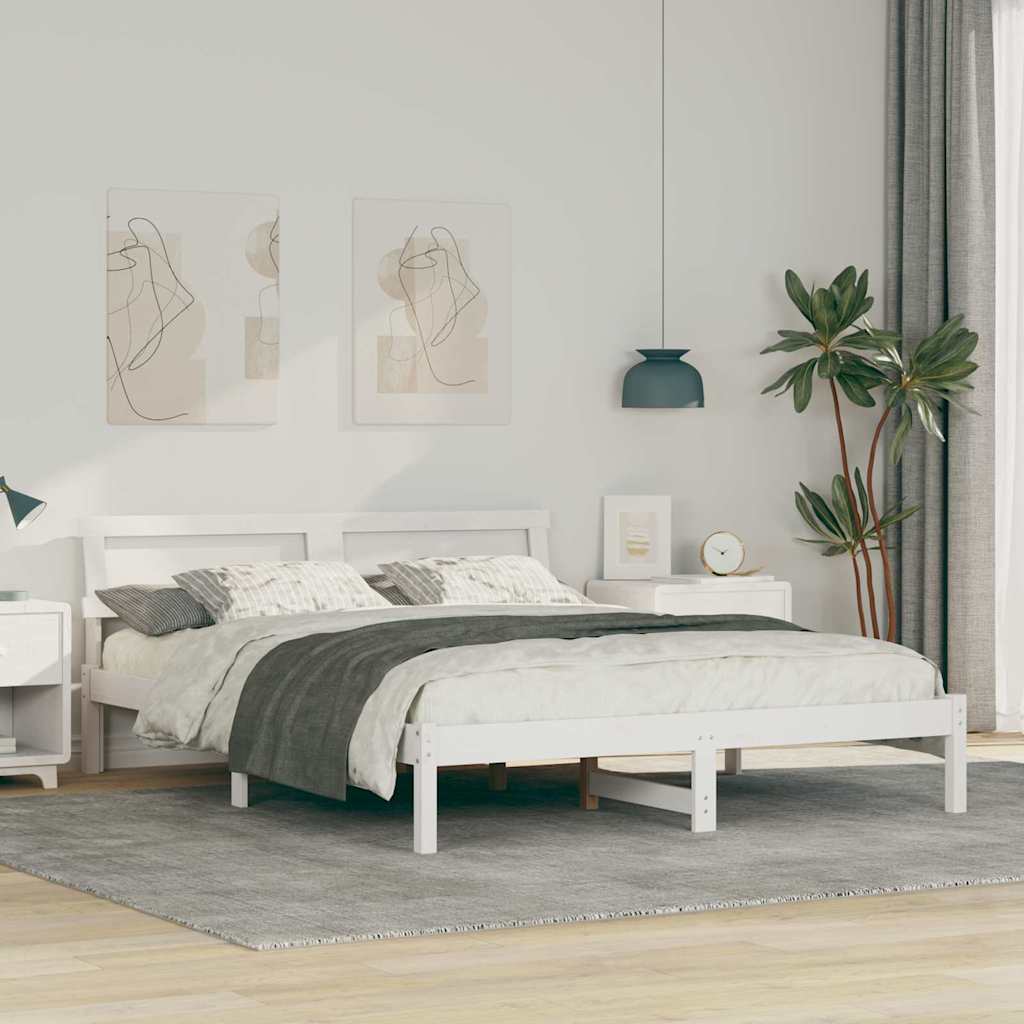 Struttura del letto Bianco 150 x 200 cm Pino massello | homemem39