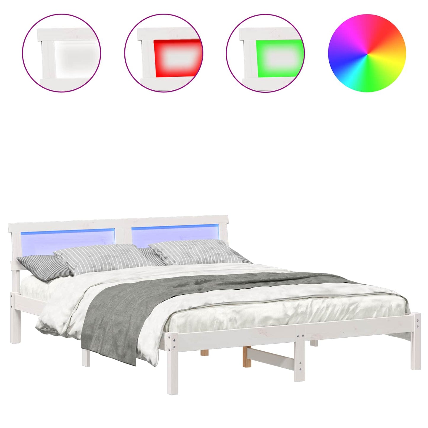 Struttura del letto Bianco 150 x 200 cm Pino massello