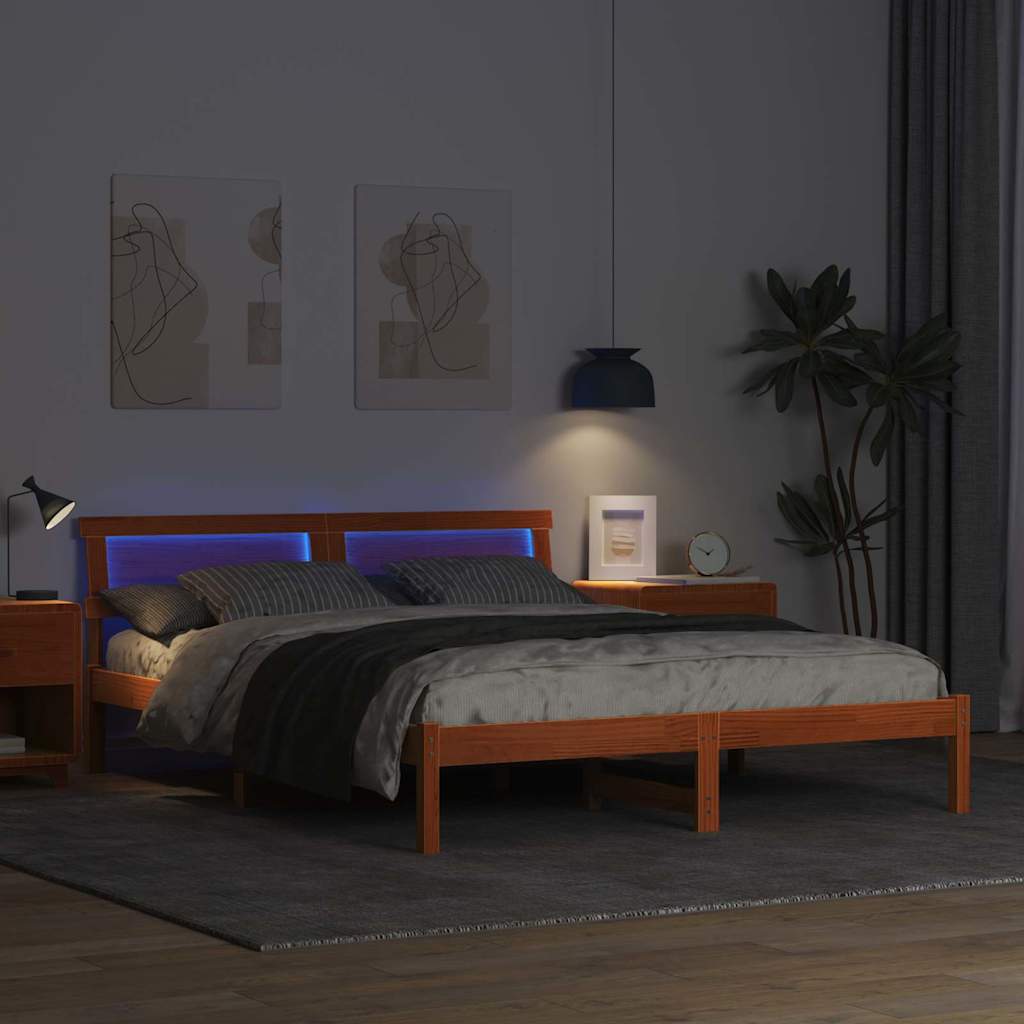 Struttura del letto Marrone cerato 140 x 200 cm Pino massello | homemem39