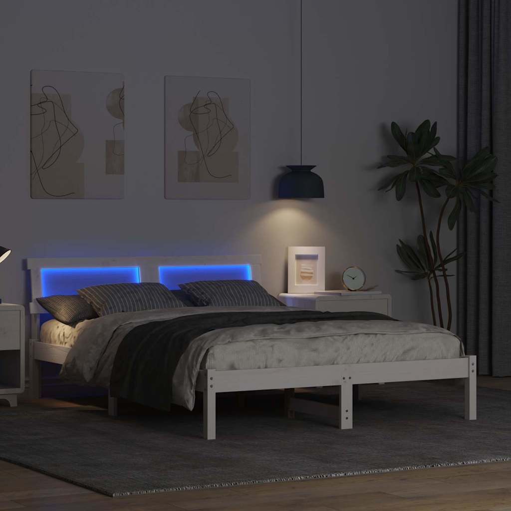 Struttura del letto Bianco 140 x 190 cm Legno di pino massello