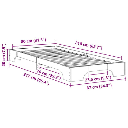 Struttura del letto Bianco 80 x 210 cm Pino massello | homemem39