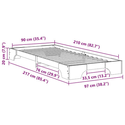Struttura del letto Marrone 90 x 210 cm Pino massello | homemem39