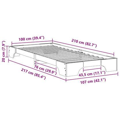 Struttura del letto Marrone 100 x 210 cm Pino massello | homemem39