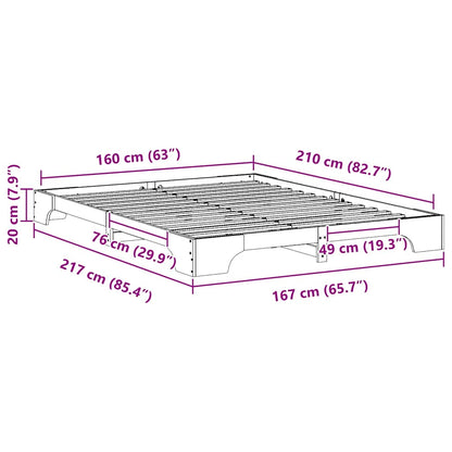 Struttura del letto Marrone 160 x 210 cm Pino massello | homemem39