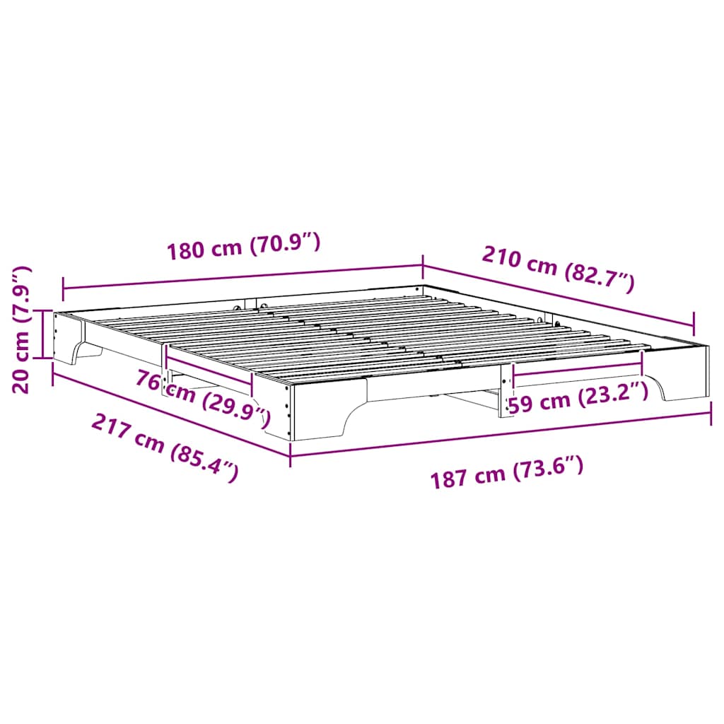 Struttura del letto Marrone 180 x 210 cm Pino massello | homemem39