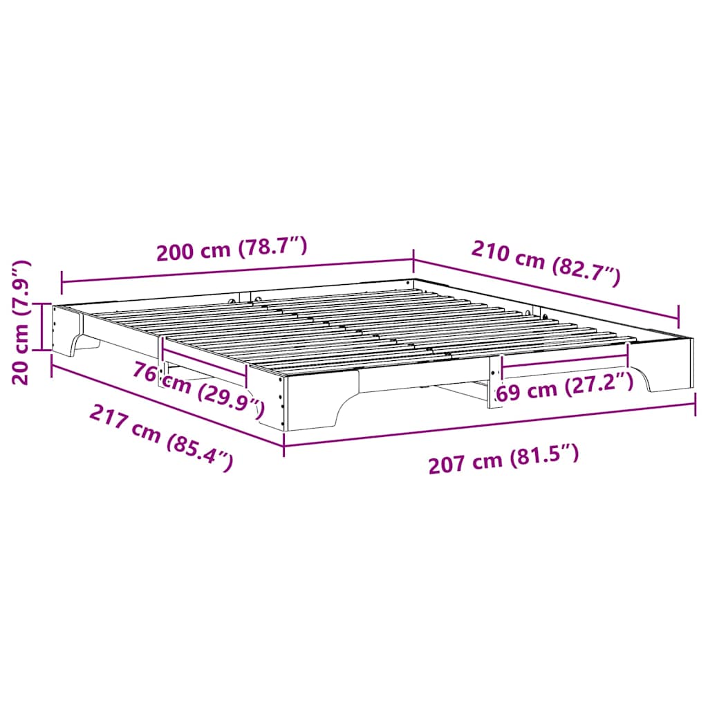 Struttura del letto Bianco 200 x 210 cm Pino massello | homemem39