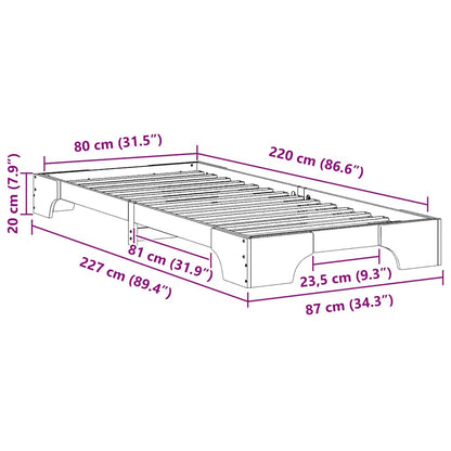 Struttura del letto Marrone 80 x 220 cm Pino massello | homemem39