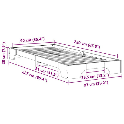 Struttura del letto Marrone 90 x 220 cm Pino massello | homemem39