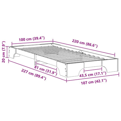 Struttura del letto Marrone 100 x 220 cm Pino massello | homemem39