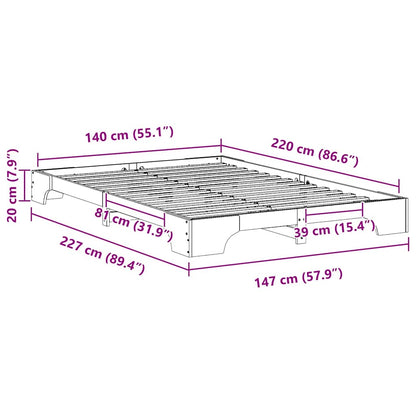 Struttura del letto Marrone 140 x 220 cm Pino massello | homemem39