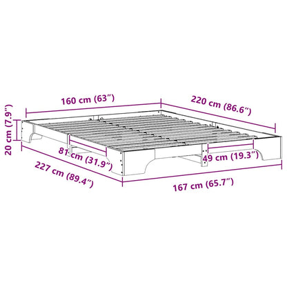Struttura del letto Marrone 160 x 220 cm Pino massello | homemem39