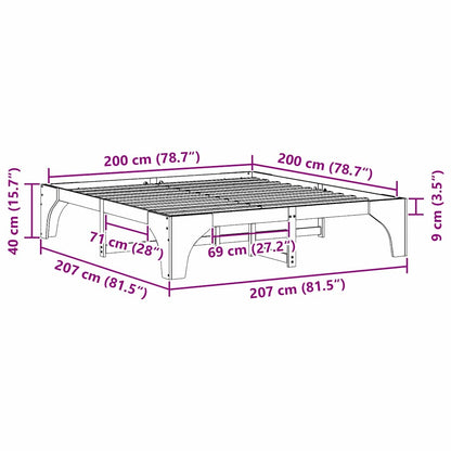 Struttura letto a terra con archiviazione Marrone 200 x 200 cm