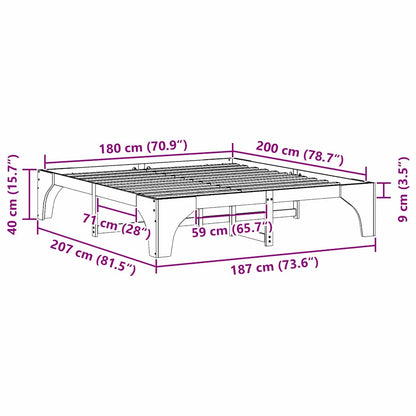 Struttura del letto Marrone 180 x 200 cm Pino massello | homemem39