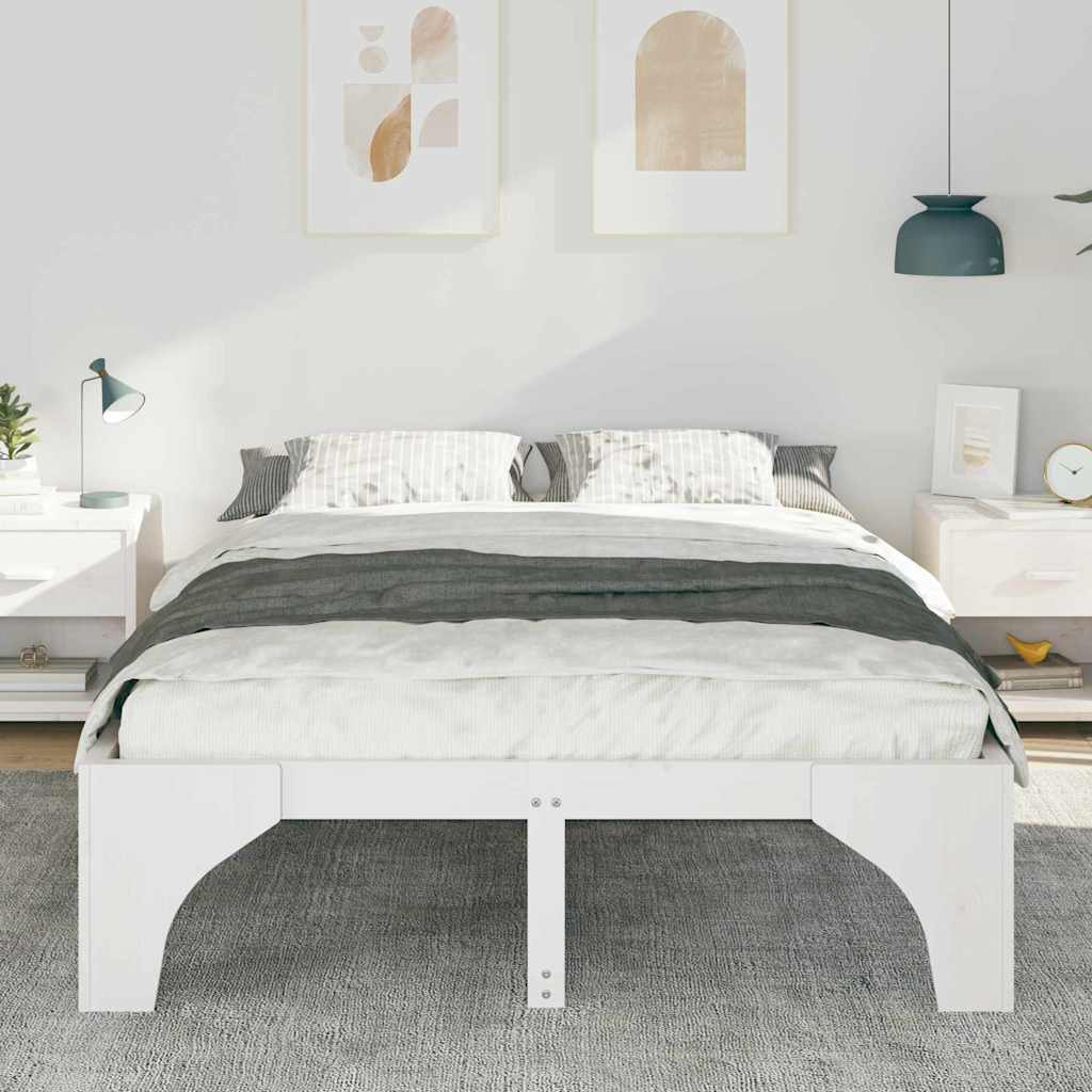 Struttura del letto Bianco 150 x 200 cm Pino massello | homemem39
