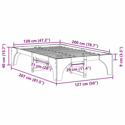 Struttura del letto Bianco 120 x 200 cm Pino massello