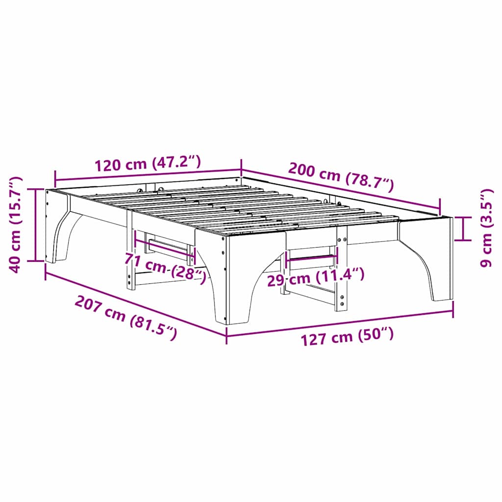 Struttura del letto Marrone 120 x 200 cm Pino massello