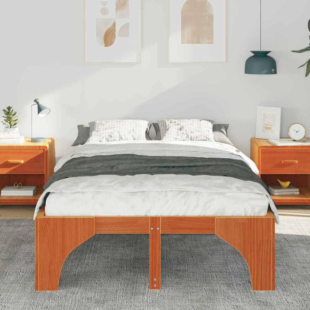 Struttura del letto Marrone 135 x 190 cm Pino massello | homemem39