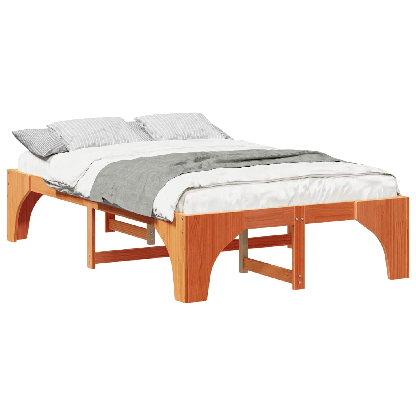 Struttura letto a terra Marrone 135 x 190 cm Legno di pino
