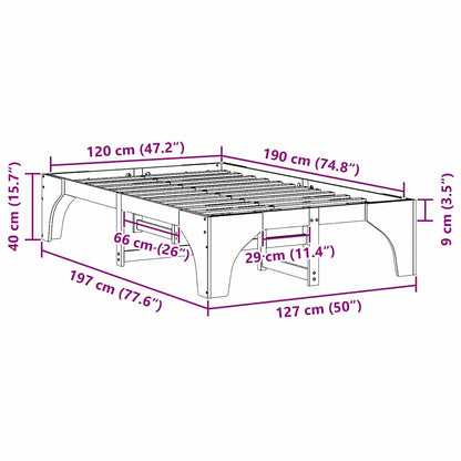 Struttura del letto Bianco 120 x 190 cm Pino massello