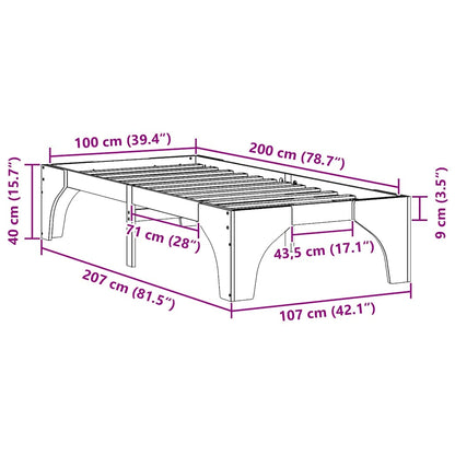 Struttura del letto Marrone 100 x 200 cm Pino massello | homemem39